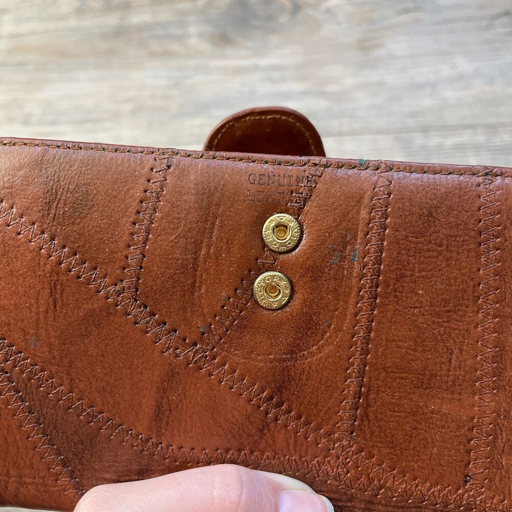 Genuine Leather Wallet Patchwork Stitching Light … - image 5